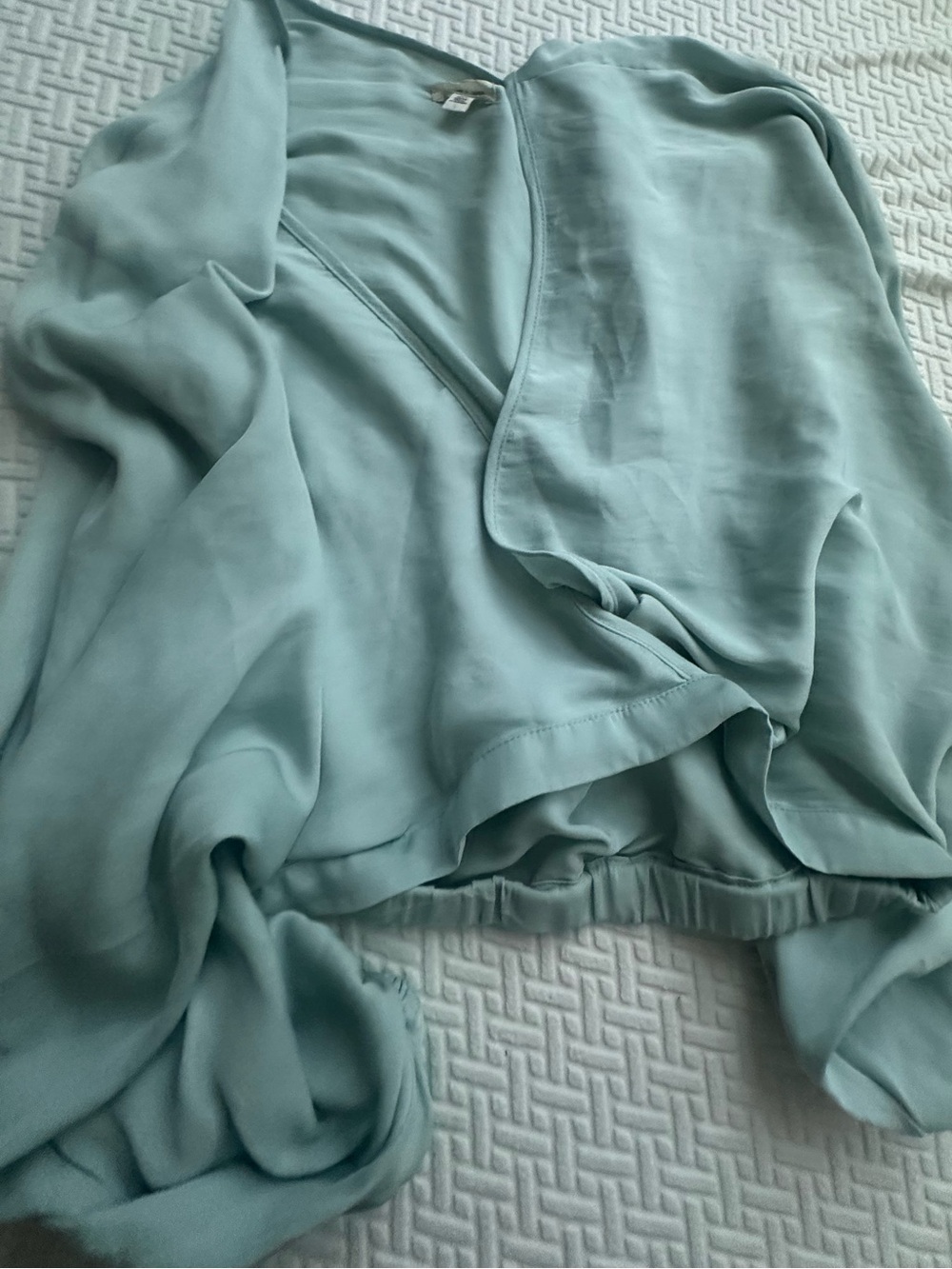 Light Aqua V-Neck Women's Blouse - Brand Unspecified
